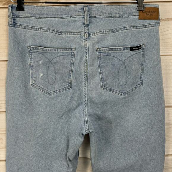 Calvin Klein Jeans Distressed Raw Hem High Rise Skinny Jeans Size 33 - Picture 7 of 13